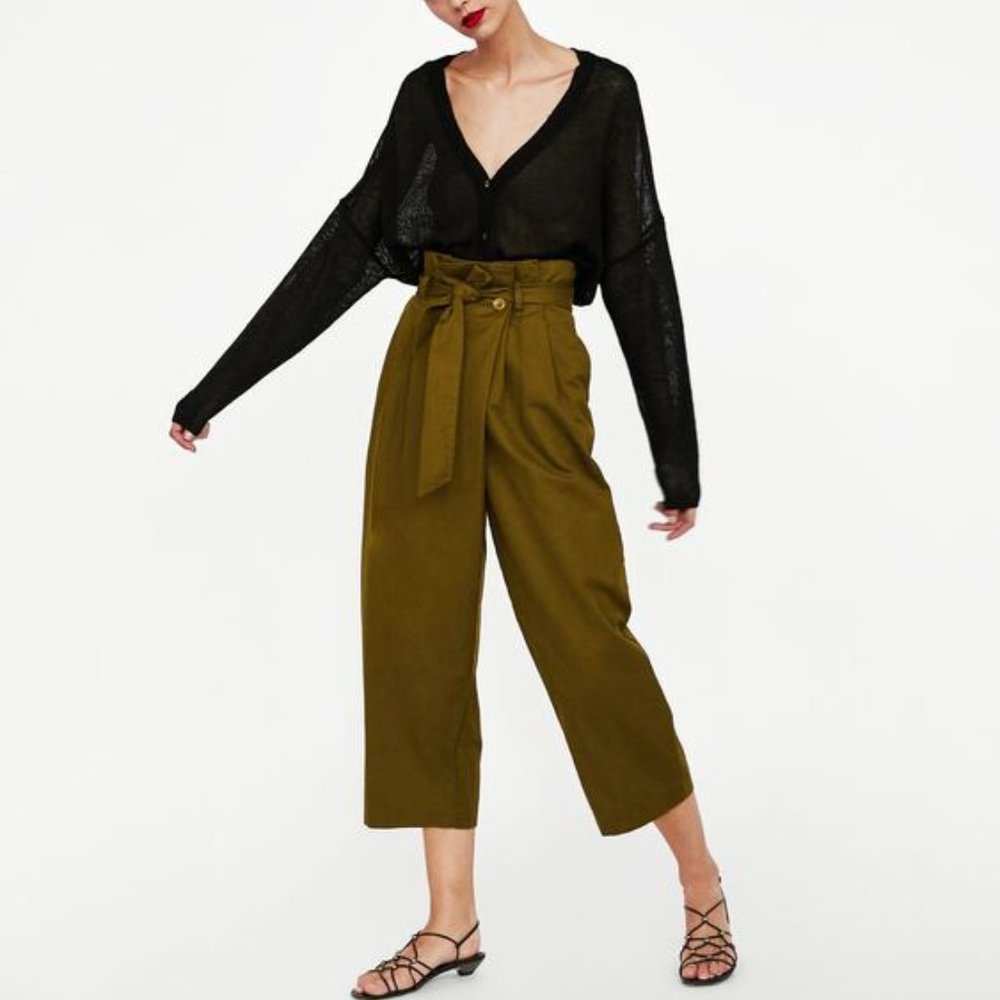 NWT Zara Crossover Paperbag Pants Sz Medium